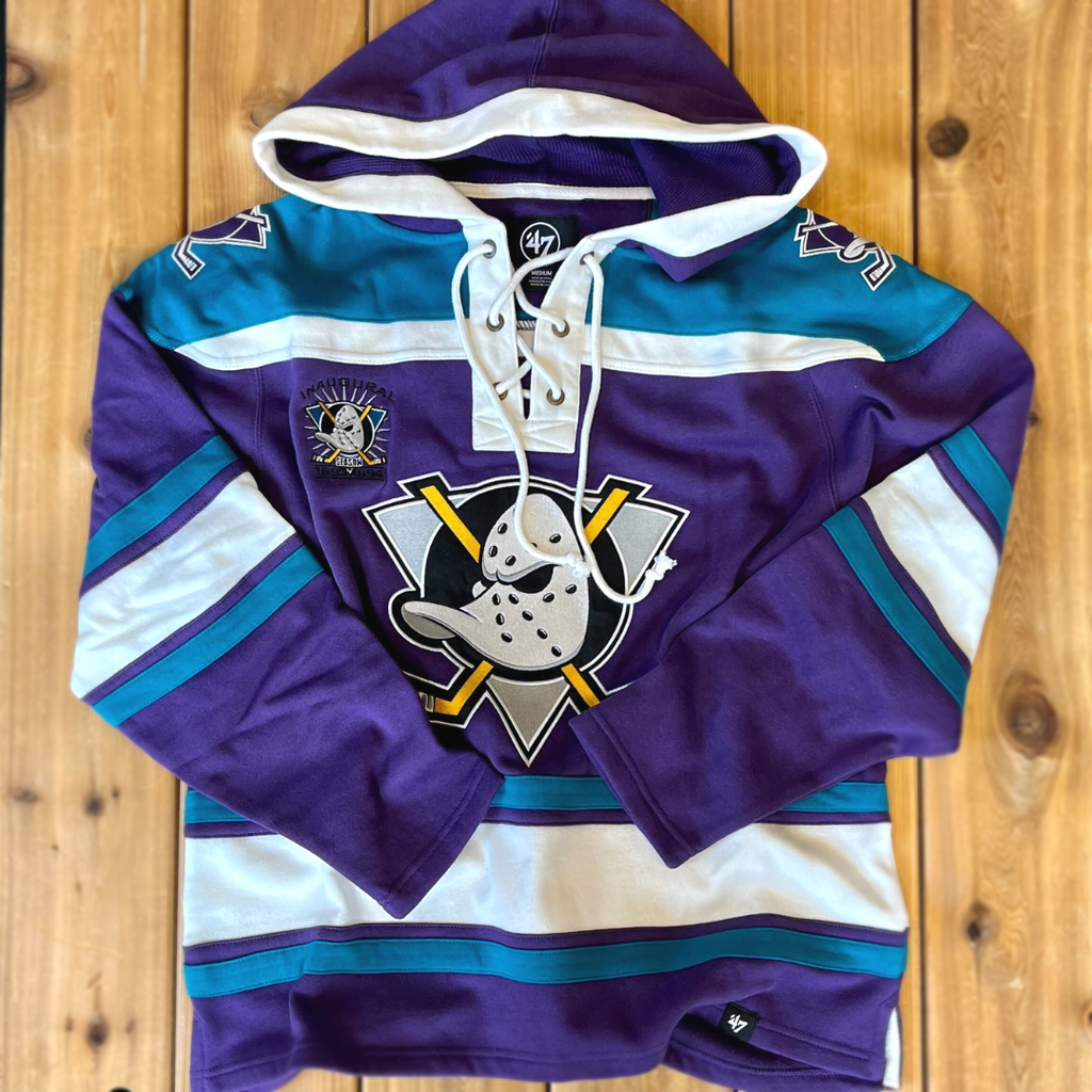 Your Team Men's Mighty Ducks Ice Hockey Jersey Stitched Winter Hoodies White, Size: Small