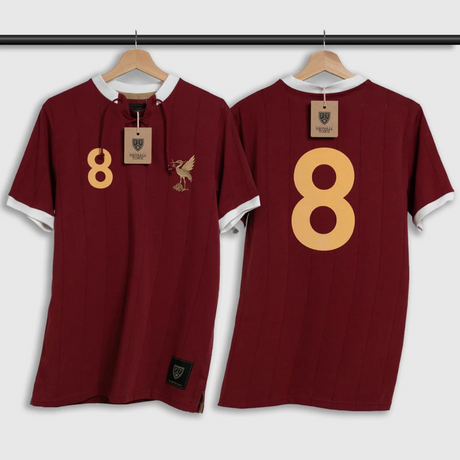 Football Town&#39;s &quot;The Bird&quot; Bordeaux Soccer-Inspired Retro Tee with Laces