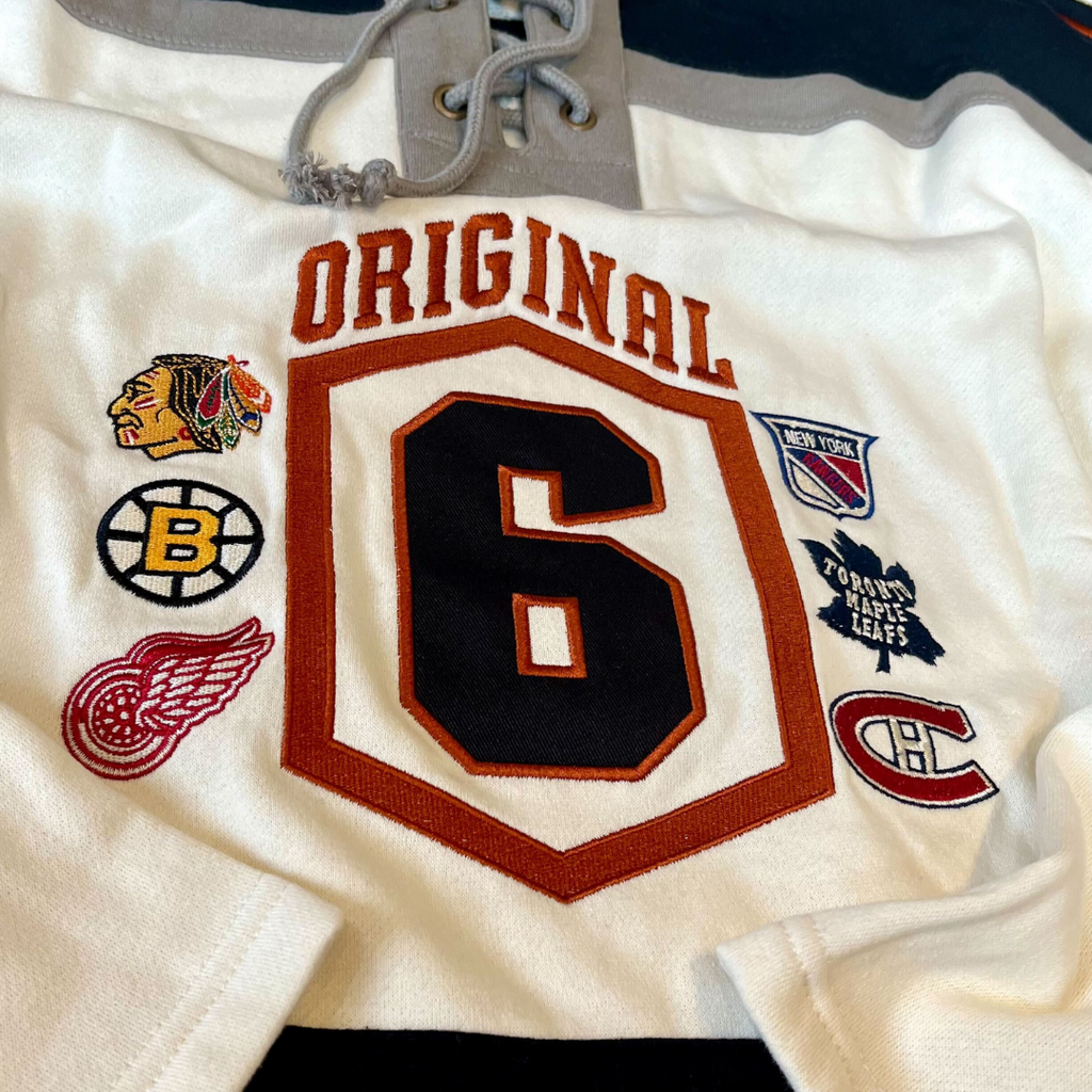 Old Time Hockey NHL Original Six Togger Long Sleeve Raglan T-Shirt -  Orange/Ash