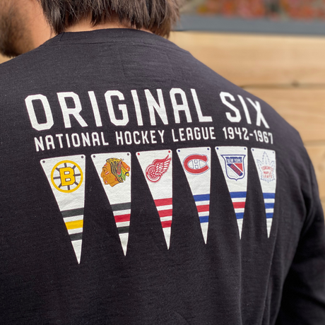 Original Six NHL History Long Sleeve Pennant Shirt (Black)